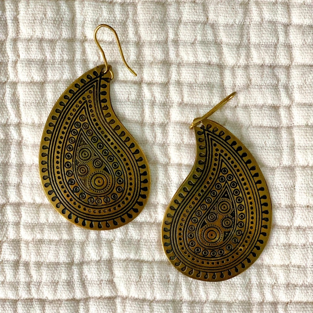 boho brass statement earrings
